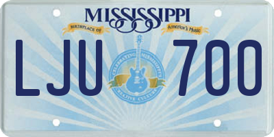 MS license plate LJU700