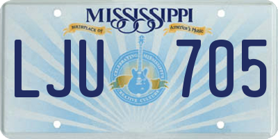 MS license plate LJU705