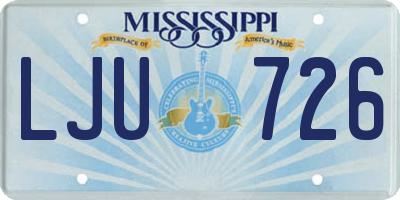 MS license plate LJU726