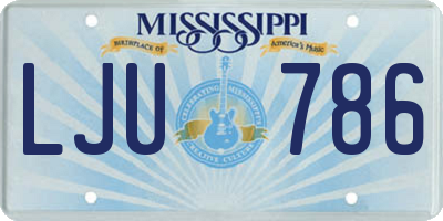 MS license plate LJU786