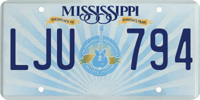 MS license plate LJU794
