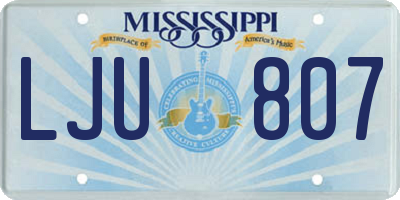 MS license plate LJU807