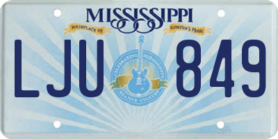 MS license plate LJU849