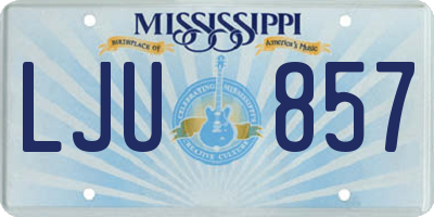MS license plate LJU857