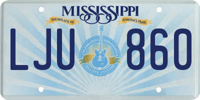 MS license plate LJU860
