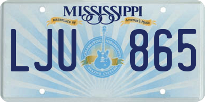 MS license plate LJU865