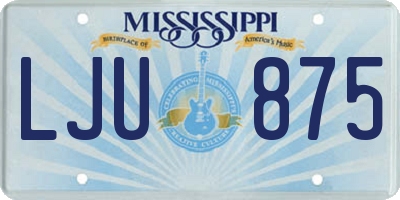 MS license plate LJU875