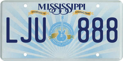 MS license plate LJU888