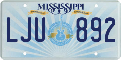 MS license plate LJU892