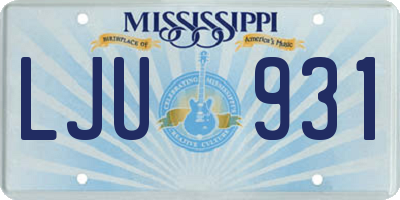 MS license plate LJU931