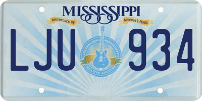 MS license plate LJU934