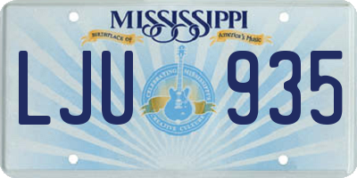 MS license plate LJU935