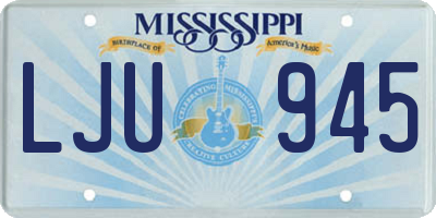MS license plate LJU945