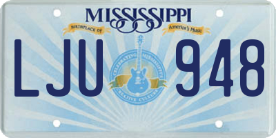 MS license plate LJU948