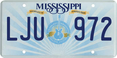 MS license plate LJU972