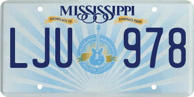 MS license plate LJU978