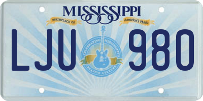 MS license plate LJU980
