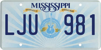 MS license plate LJU981
