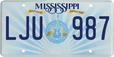 MS license plate LJU987