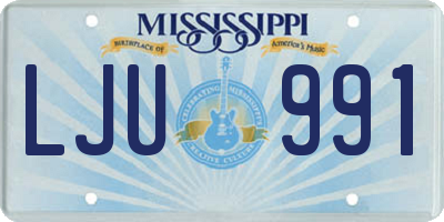 MS license plate LJU991
