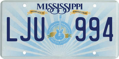 MS license plate LJU994