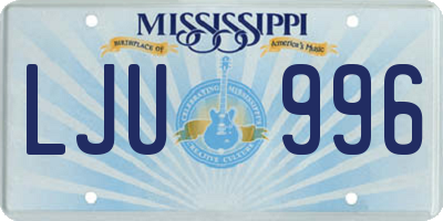 MS license plate LJU996