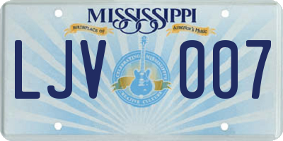 MS license plate LJV007
