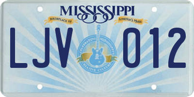 MS license plate LJV012