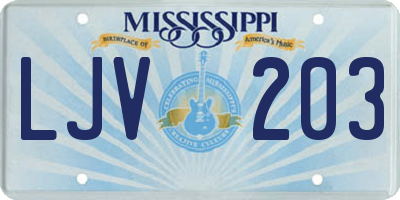 MS license plate LJV203