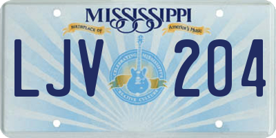 MS license plate LJV204