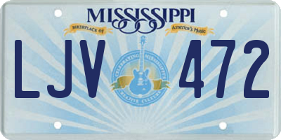 MS license plate LJV472