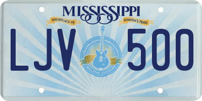 MS license plate LJV500