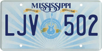 MS license plate LJV502