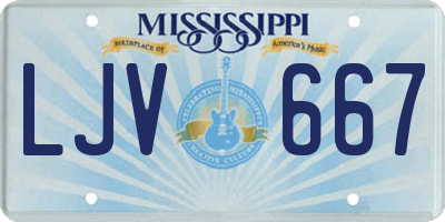 MS license plate LJV667