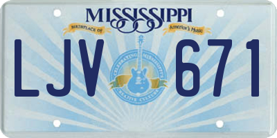 MS license plate LJV671
