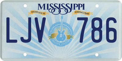 MS license plate LJV786