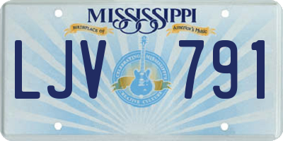 MS license plate LJV791