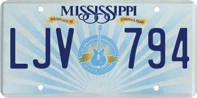 MS license plate LJV794