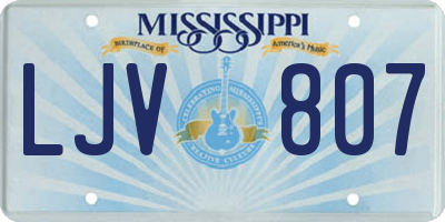 MS license plate LJV807