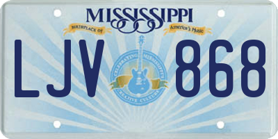 MS license plate LJV868
