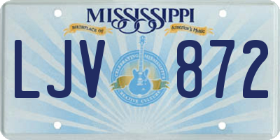 MS license plate LJV872
