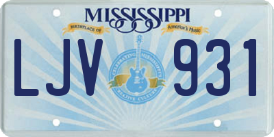MS license plate LJV931