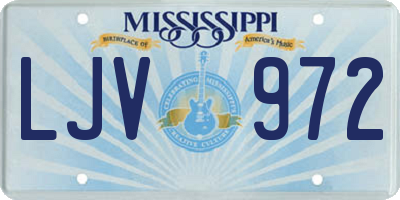 MS license plate LJV972