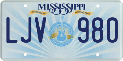 MS license plate LJV980