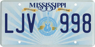 MS license plate LJV998
