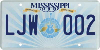 MS license plate LJW002