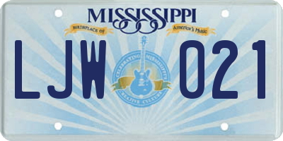 MS license plate LJW021