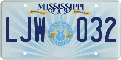 MS license plate LJW032