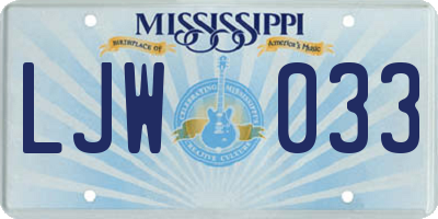 MS license plate LJW033