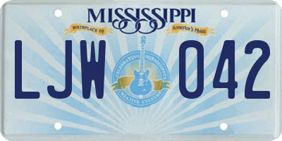 MS license plate LJW042